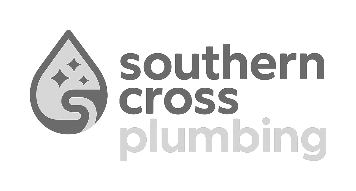 southern cross plumbing logo upscaled transparent light greyscale